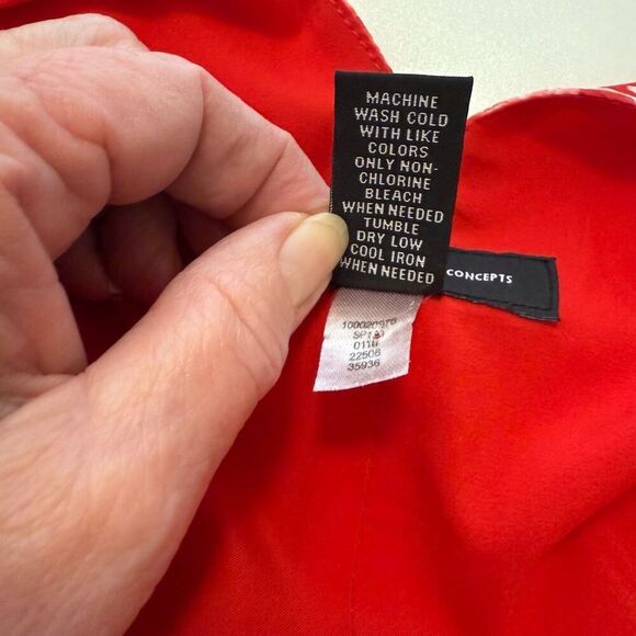 INC Red & Pink Asymmetrical Hem Ruffled Midi Dress Sz 12, Soft Girl, Ethereal - Picture 10 of 15